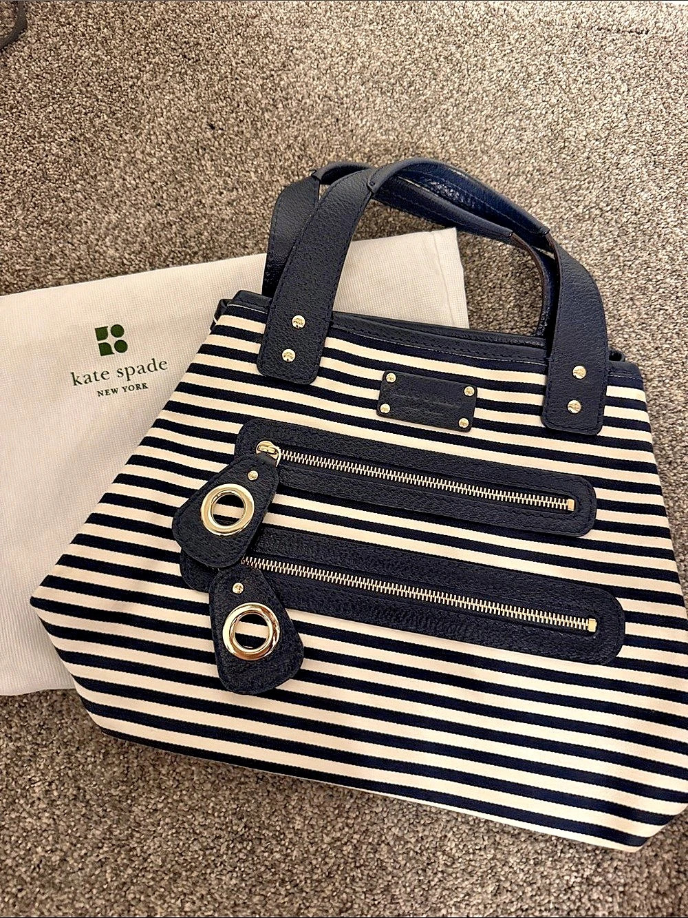 Kate Spade Striped Tote from early 2000s in Navy & White